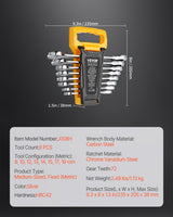 VEVOR Combination Wrench Set 8-Piece Metric 8 mm to 19 mm with Organizer Rack - Close-Up Angle