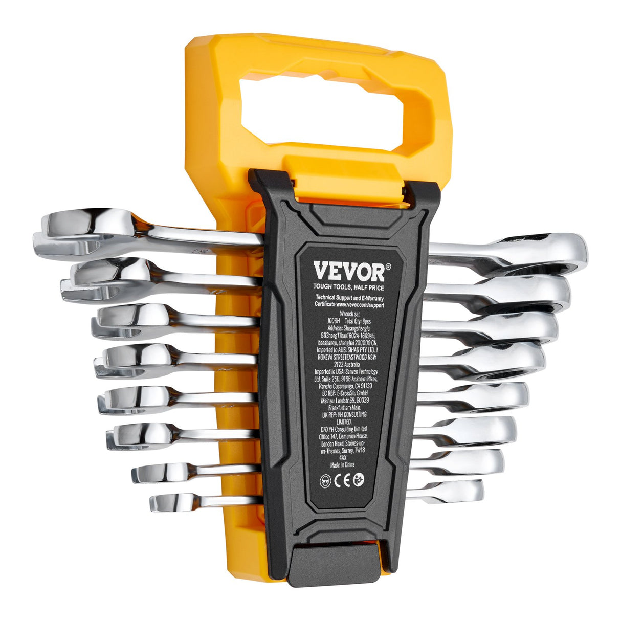 VEVOR Combination Wrench Set 8-Piece Metric 8 mm to 19 mm with Organizer Rack