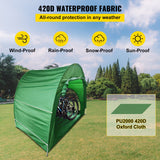 Bike Cover Storage Tent, 420D Oxford Fabric Portable for 4 Bikes, Outdoor Waterproof Anti-Dust Bicycle Storage Shed, Heavy Duty for Bikes, Lawn Mower, and Garden Tools, with Carry Bag, Green - Top-Down View