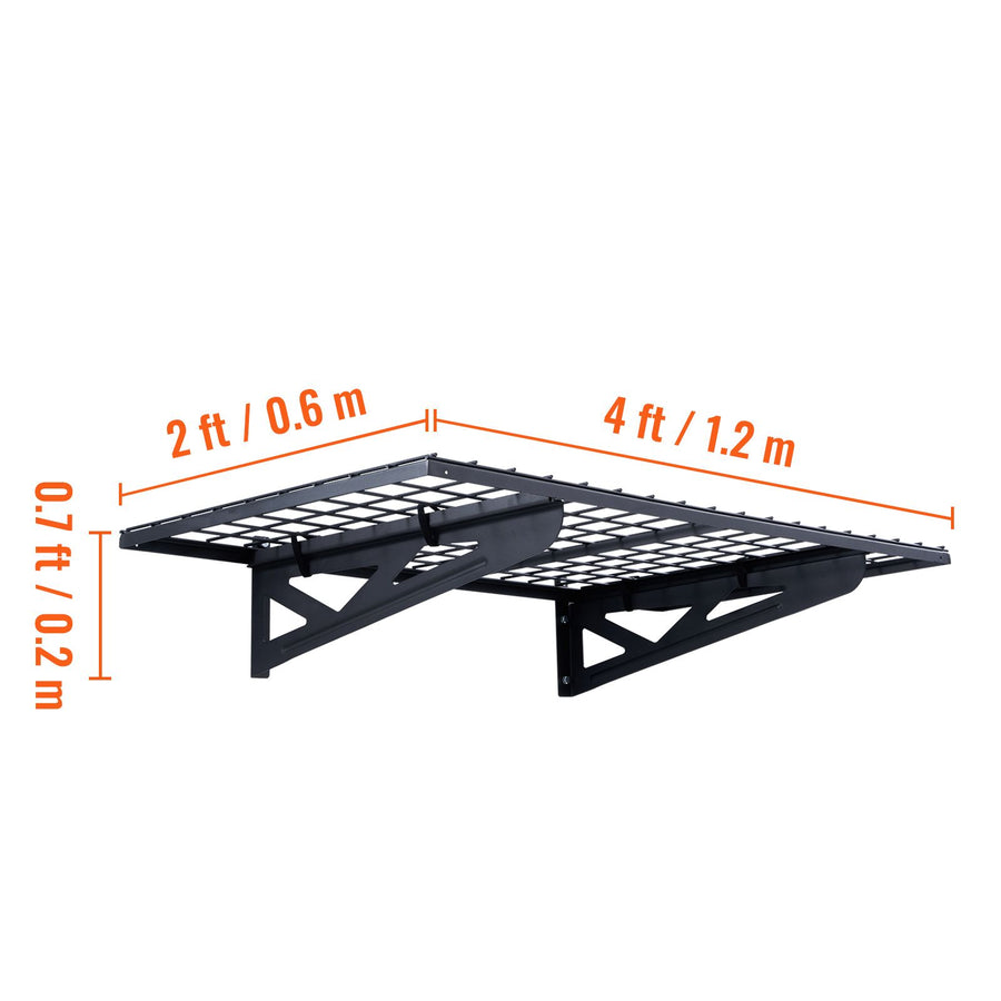 Garage Storage Shelving, 2 Pack, 122 x 61 cm Heavy Duty Garage Shelves Wall Mounted, 502 lbs Load Capacity(Total) Garage Storage Rack Floating Shelves, Suitable for Shop, Shed, Garage Storage