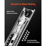 1 Pair Full Extension Drawer Slides 16 18 20 24 30 35 38 59 32 36 40 48 60 in, 250 lbs Load Capacity Locking Drawer Slides, Ball Bearing with Lock Side Mount Drawer Slide Rail