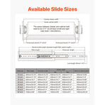 1 Pair Full Extension Drawer Slides 16 18 20 24 30 35 38 59 32 36 40 48 60 in, 250 lbs Load Capacity Locking Drawer Slides, Ball Bearing with Lock Side Mount Drawer Slide Rail