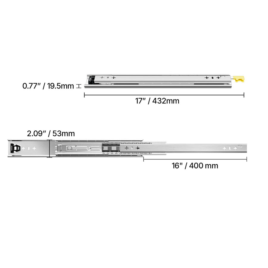 1 Pair Full Extension Drawer Slides 16 18 20 24 30 35 38 59 32 36 40 48 60 in, 250 lbs Load Capacity Locking Drawer Slides, Ball Bearing with Lock Side Mount Drawer Slide Rail