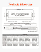 VEVOR 1 Pair 16-60 in Soft-Close Drawer Slides Ball Bearing Full Extension - Rear View