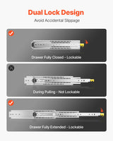 VEVOR 1 Pair 18-60 in Soft-Close Drawer Slides Ball Bearing Full Extension - Side View