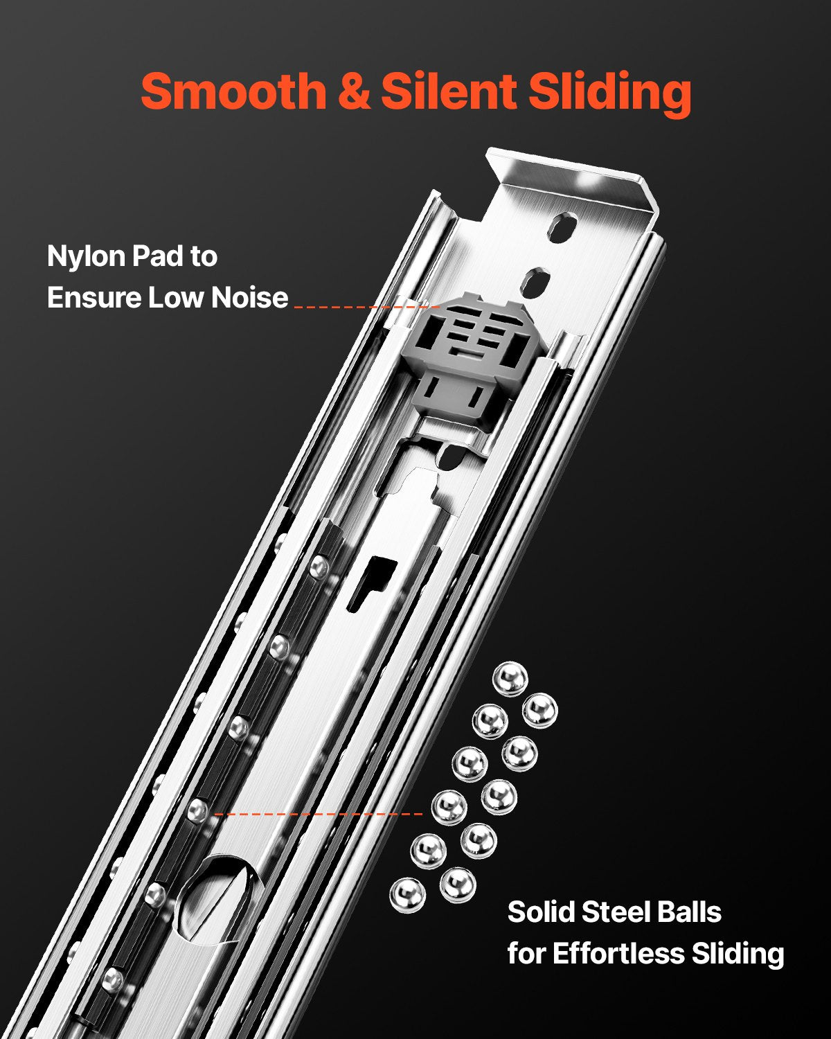 VEVOR 1 Pair 18-60 in Soft-Close Drawer Slides Ball Bearing Full Extension