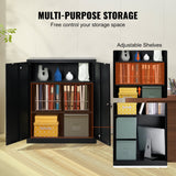 VEVOR Metal Storage Cabinet w/ 3 Keys 2 Adjustable Shelves & Magnetic Door Black - Side View