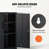 VEVOR Metal Storage Cabinet w/ 3 Keys 2 Adjustable Shelves & Magnetic Door Black - 45-Degree Angle