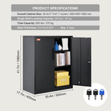 VEVOR Metal Storage Cabinet w/ 3 Keys 2 Adjustable Shelves & Magnetic Door Black