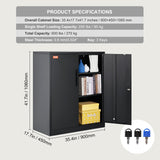 VEVOR Metal Storage Cabinet w/ 3 Keys 2 Adjustable Shelves & Magnetic Door Black - Close-Up Angle