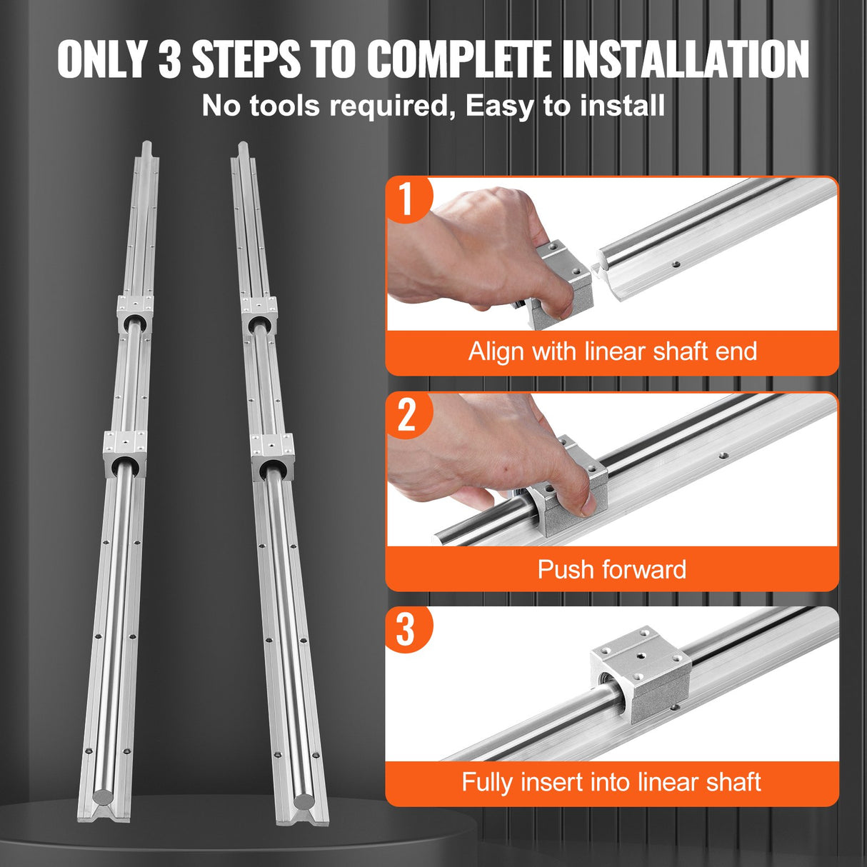 VEVOR Linear Guide Rail Set, SBR20 1500mm, 2 PCS 59 in/1500 mm SBR20 Guide Rails and 4 PCS SBR20UU Slide Blocks, Linear Rails and Bearings Kit for