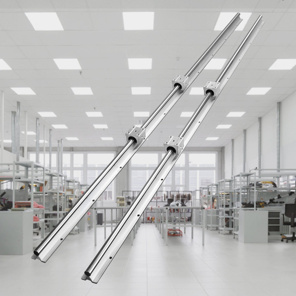 VEVOR Linear Guide Rail Set, SBR20 1500mm, 2 PCS 59 in/1500 mm SBR20 Guide Rails and 4 PCS SBR20UU Slide Blocks, Linear Rails and Bearings Kit for