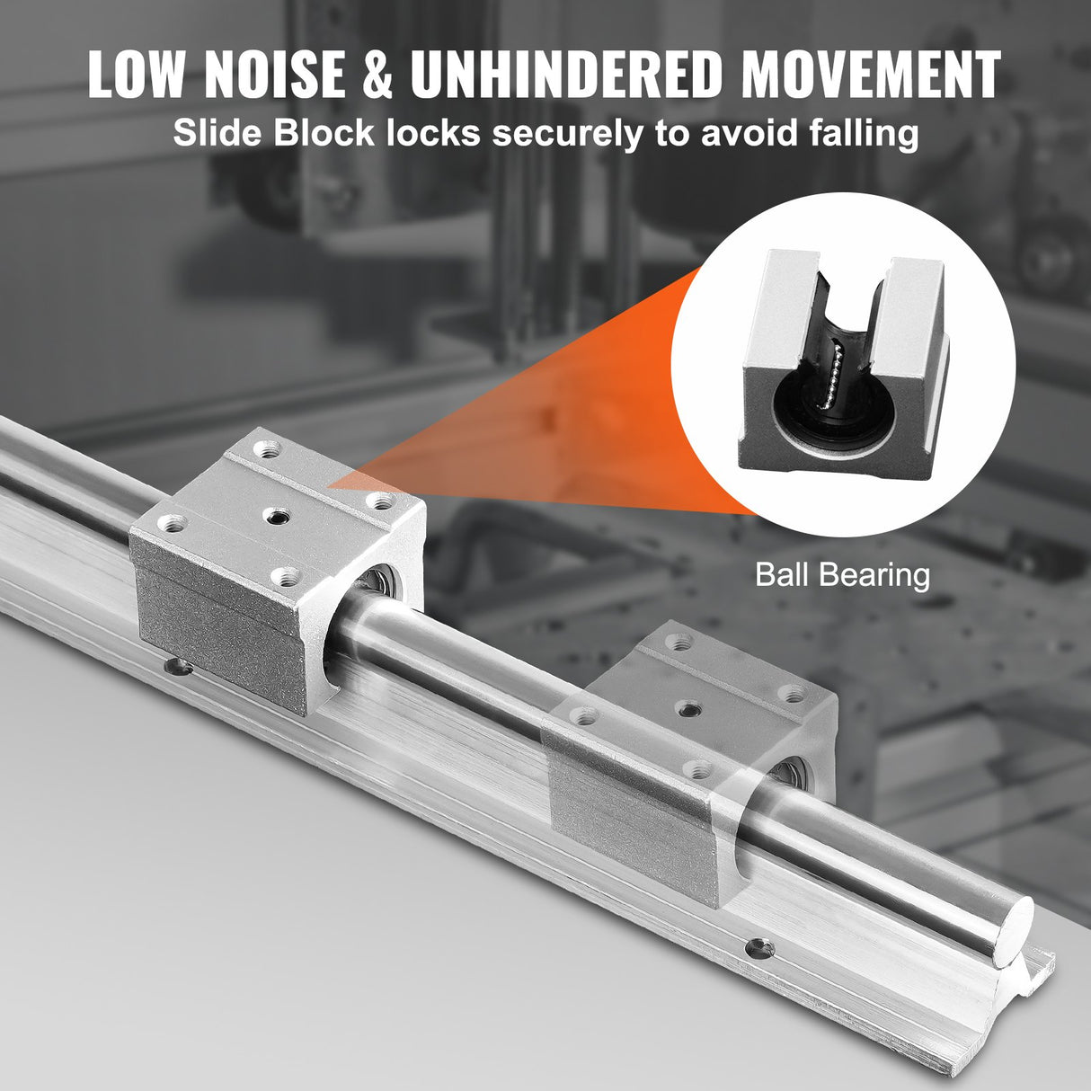 VEVOR Linear Guide Rail Set, SBR20 2200mm, 2 PCS 86.6 in/2200 mm SBR20 Guide Rails and 4 PCS SBR20UU Slide Blocks, Linear Rails and Bearings Kit for