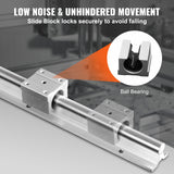 VEVOR Linear Guide Rail Set, SBR20 2200mm, 2 PCS 86.6 in/2200 mm SBR20 Guide Rails and 4 PCS SBR20UU Slide Blocks, Linear Rails and Bearings Kit for Automated Machines DIY Project CNC Router Machines - Top-Down View