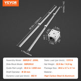 VEVOR Linear Guide Rail Set, SBR20 2200mm, 2 PCS 86.6 in/2200 mm SBR20 Guide Rails and 4 PCS SBR20UU Slide Blocks, Linear Rails and Bearings Kit for