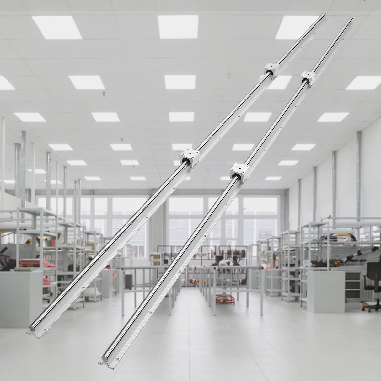 VEVOR Linear Guide Rail Set, SBR20 2200mm, 2 PCS 86.6 in/2200 mm SBR20 Guide Rails and 4 PCS SBR20UU Slide Blocks, Linear Rails and Bearings Kit for