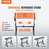 VEVOR Piano Keyboard Stand and Bench Set, Z Style, Heavy-Duty Digital Piano Music Stand and Seat, 250 lbs Capacity with Adjustable Piano Bench Width Height Wheels, Fits for 54-88 Key Electric Pianos - Front View