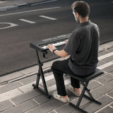 VEVOR Piano Keyboard Stand and Bench Set, Z Style, Heavy-Duty Digital Piano Music Stand and Seat, 250 lbs Capacity with Adjustable Piano Bench Width Height Wheels, Fits for 54-88 Key Electric Pianos - Low Angle