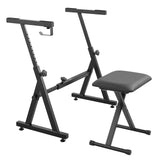 VEVOR Piano Keyboard Stand and Bench Set, Z Style, Heavy-Duty Digital Piano Music Stand and Seat, 250 lbs Capacity with Adjustable Piano Bench Width Height Wheels, Fits for 54-88 Key Electric Pianos - Extra Image