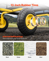 1400 Lbs Steel Garden Cart, Heavy Duty Pullable Garden Wagon Yard Cart, 2 in 1 Outdoor Metal Utility Wagon Yard Trailer with 13" All Terrain Tires, Mesh Removable Sides and 180°Rotating Handle