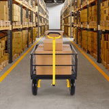 1400 Lbs Steel Garden Cart, Heavy Duty Pullable Garden Wagon Yard Cart, 2 in 1 Outdoor Metal Utility Wagon Yard Trailer with 13" All Terrain Tires, Mesh Removable Sides and 180°Rotating Handle