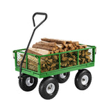 680 Lbs Steel Garden Cart on Wheels, Heavy Duty Garden Wagon Cart Pullable, Metal Outdoor Utility Yard Wagon Carts with 10