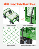 680 Lbs Steel Garden Cart on Wheels, Heavy Duty Garden Wagon Cart Pullable, Metal Outdoor Utility Yard Wagon Carts with 10