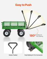 680 Lbs Steel Garden Cart on Wheels, Heavy Duty Garden Wagon Cart Pullable, Metal Outdoor Utility Yard Wagon Carts with 10