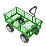 680 Lbs Steel Garden Cart on Wheels, Heavy Duty Garden Wagon Cart Pullable, Metal Outdoor Utility Yard Wagon Carts with 10