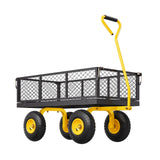VEVOR 900 Lbs Heavy Duty Steel Garden Cart, Garden Wagon Cart on Wheels, Outdoor Metal Yard Utility Wagon Carts with 10