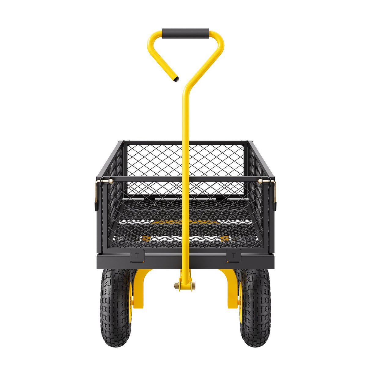 900 Lbs Heavy Duty Steel Garden Cart, Garden Wagon Cart on Wheels, Outdoor Metal Yard Utility Wagon Carts with 10" Tires and Mesh Removable Sides(Convert to Flatbed) and 180°Rotating Handle