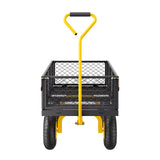 900 Lbs Heavy Duty Steel Garden Cart, Garden Wagon Cart on Wheels, Outdoor Metal Yard Utility Wagon Carts with 10" Tires and Mesh Removable Sides(Convert to Flatbed) and 180°Rotating Handle