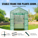 VEVOR Walk-in Green House, 4.6 x 2.4 x  6.7 ft  Greenhouse with Shelves, Set Up in Minutes, High Strength PE Cover with Doors & Windows and Steel Frame, Suitable for Planting and Storage, Green - Side View