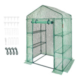 VEVOR Walk-in Green House, 4.6 x 2.4 x  6.7 ft  Greenhouse with Shelves, Set Up in Minutes, High Strength PE Cover with Doors & Windows and Steel Frame, Suitable for Planting and Storage, Green - Extra Image