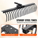 Tow Behind Landscape Rake, 1.5m Tow Dethatcher with 21 Steel Coil Tines, Lawn Dethatcher Rake Attaches to 1.2m or 15m Toolbars and 3-point Suspension Systems, for Leaves, Pine Needles, and Grass