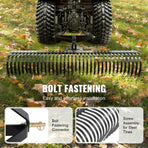 Tow Behind Dethatcher, 1.8m Tow Dethatcher with 36 Steel Tines, 3-Point Lawn Dethatcher Rake with Attachments for Tractor, Landscape Rake for Garden, Farm, Grass