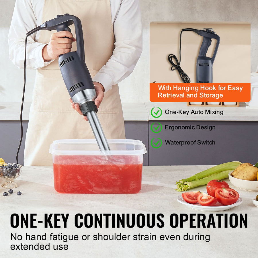 Commercial Immersion Blender, 350W Heavy Duty Hand Mixer, 12 inch Stepless Variable Speed Mixer with Stainless Steel Blade, Multi-Purpose Portable Mixer for Soup, Sauces, Mashed Potatoes, Cream