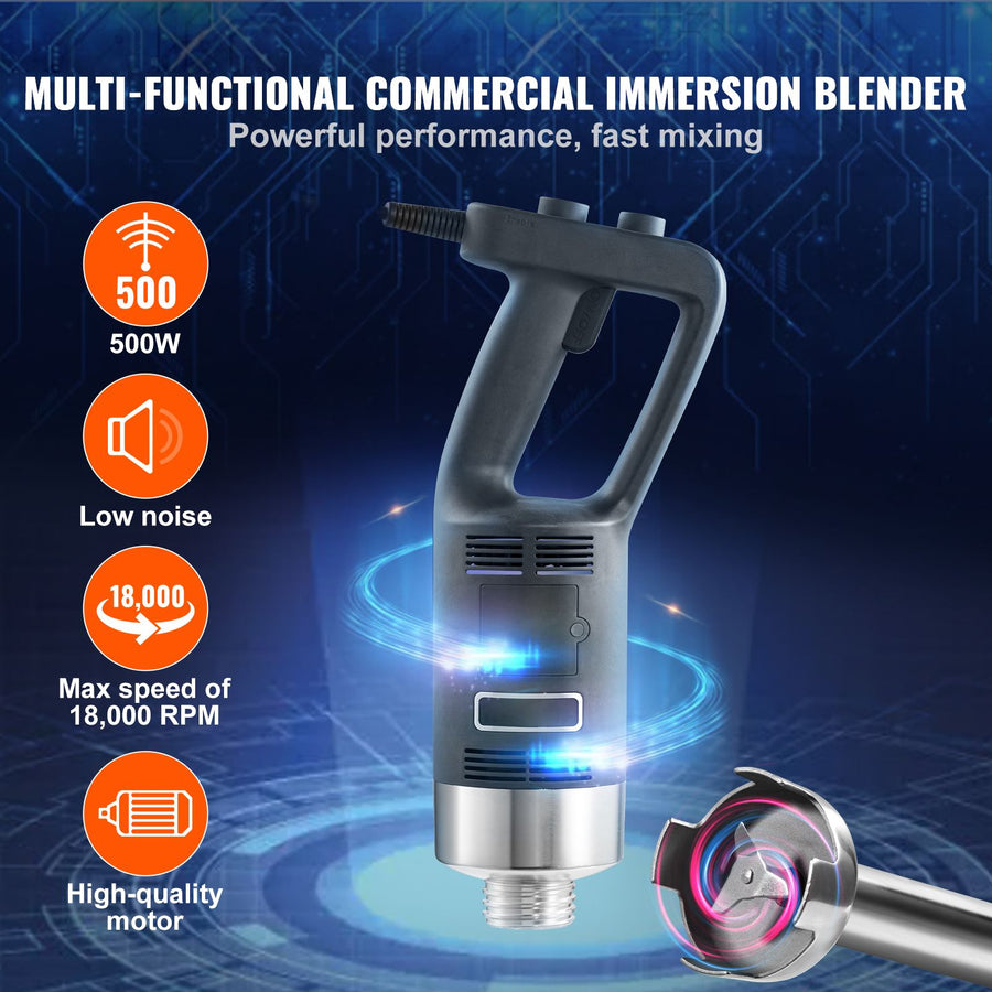 Professional Stick Blender, 500W Powerful Handheld Mixer, Adjustable Speed with Stainless Steel Blade, Versatile Hand Mixer for Soups, Smoothies, Purees, and Baby Food