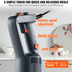 Professional Stick Blender, 500W Powerful Handheld Mixer, Adjustable Speed with Stainless Steel Blade, Versatile Hand Mixer for Soups, Smoothies, Purees, and Baby Food