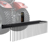 VEVOR Tow Behind Landscape Rake, 1.8m Tow Dethatcher with 32 Steel Tines, Lawn Dethatcher Rake Attaches to Category 1, 3 Point Hitch for Tractor, for Leaves, Pine Needles, Straw, and Grass