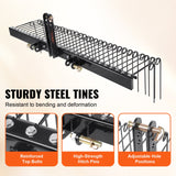 VEVOR Tow Behind Landscape Rake, 1.8m Tow Dethatcher with 32 Steel Tines, Lawn Dethatcher Rake Attaches to Category 1, 3 Point Hitch for Tractor, for Leaves, Pine Needles, Straw, and Grass - Side View