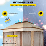 VEVOR Outdoor Canopy Gazebo Tent, Portable Canopy Shelter with 11\'x11\' Large Shade Space for Party, Backyard, Patio Lawn and Garden, 4 Sandbags, Carrying Bag and Netting Included, Brown