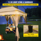 VEVOR Outdoor Canopy Gazebo Tent, Portable Canopy Shelter with 11\'x11\' Large Shade Space for Party, Backyard, Patio Lawn and Garden, 4 Sandbags, Carrying Bag and Netting Included, Brown - 45-Degree Angle