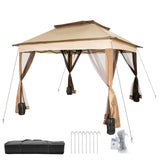 VEVOR Outdoor Canopy Gazebo Tent, Portable Canopy Shelter with 11\'x11\' Large Shade Space for Party, Backyard, Patio Lawn and Garden, 4 Sandbags, Carrying Bag and Netting Included, Brown - Extra Image