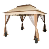 VEVOR Outdoor Canopy Gazebo Tent, Portable Canopy Shelter with 11\'x11\' Large Shade Space for Party, Backyard, Patio Lawn and Garden, 4 Sandbags, Carrying Bag and Netting Included, Brown - Extra Image