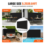 VEVOR Retractable Side Awning, 160X300cm Aluminum Outdoor Privacy Screen, 280g Polyester Water-proof Retractable Patio Screen, UV 30+ Room Divider
