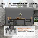 VEVOR Retractable Side Awning, 160X300m Aluminum Outdoor Privacy Screen, 280g Polyester Water-proof Retractable Patio Screen, UV 30+ Room Divider Wind Screen for Patio, Backyard, Balcony, Gray - Top-Down View