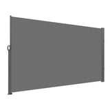 Retractable Side Awning, 160X300m Aluminum Outdoor Privacy Screen, 280g Polyester Water-proof Retractable Patio Screen, UV 30+ Room Divider Wind Screen for Patio, Backyard, Balcony, Gray