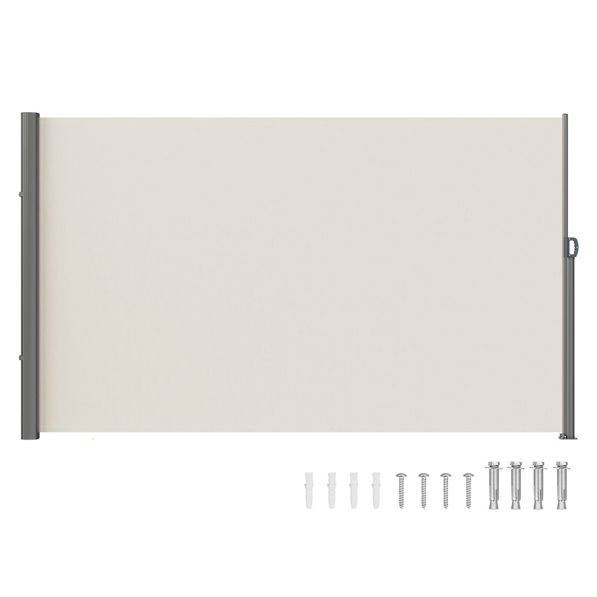 VEVOR Retractable Side Awning,180X300cm Aluminum Outdoor Privacy Screen, 280g Polyester Water-proof Retractable Patio Screen, UV 30+ Room Divider Wind Screen for Patio, Backyard, Balcony, Beige