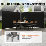 VEVOR Retractable Side Awning, 180X600cm Aluminum Outdoor Privacy Screen, 280g Polyester Water-proof Retractable Patio Screen, UV 30+ Room Divider Wind Screen for Patio, Backyard, Balcony, Black - Top-Down View